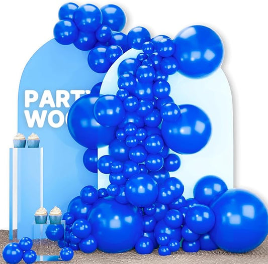 PartyWoo Royal Blue Balloons 140pcs Different Sizes Pack of 18 12 10 5 Inch Dark Blue Balloon Arch Kit for Baby Shower Gender Reveal Graduation Under The Sea Birthday Party Decorations Blue-Y5