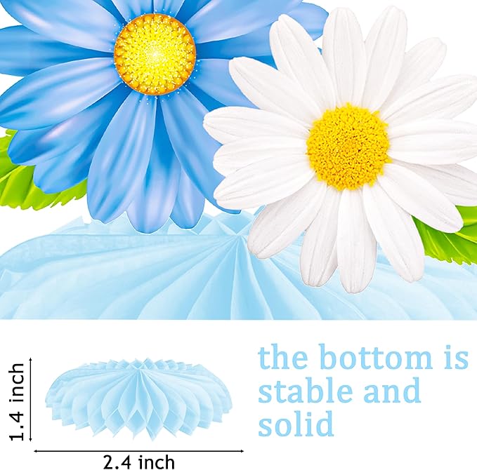 9Pcs Colorful Daisy Flower Honeycomb Centerpieces, Floral Table Toppers, Spring Summer Decor for Birthday Baby Shower Wedding Garden Tea Pool Luau Party Supplies