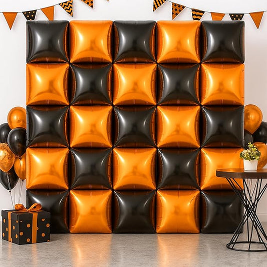KatchOn, Big 22 Inch Black and Gold Balloons - Pack of 25, Black and Gold Graduation Decorations 2026 | Square Foil Balloon Backdrop for Summerween Decorations, Graduation Backdrop
