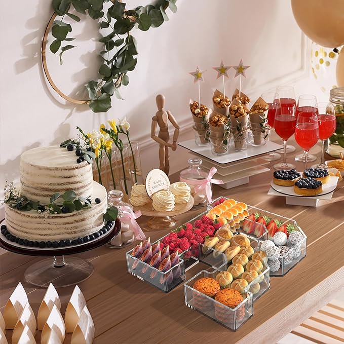 11" Acrylic Letter Charcuterie Tray, Charcuterie Letters Fillable Box for food, Reusable Serving Cake Candy Dish Display Tray for Birthday Anniversary Party Decoration (Letter R)
