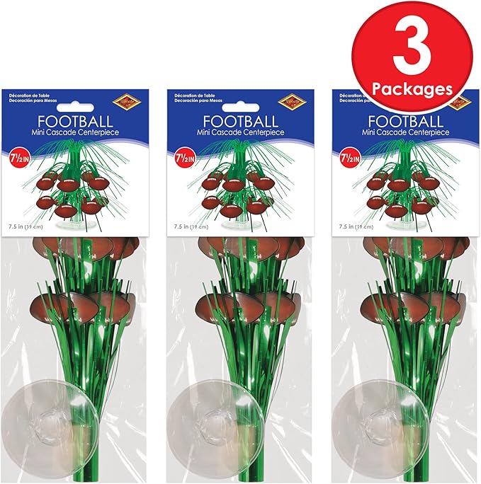 Football Mini Cascade Centerpieces 3 Piece Sports Decorations Game Day Party Supplies Tableware