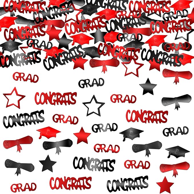 Graduation Decorations 2026 | Red and Black Graduation Confetti 2026 - Pack of 1300 | Graduation Confetti class of 2026 | 2026 Confetti Graduation | 2026 Graduation Table Decorations, KatchOn