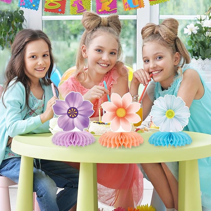 9 Pieces Spring Flower Centerpieces for Tables, Honeycomb Spring Birthday Party Decorations, Baby Shower Centerpieces for Girls, Spring Decorations for Office, Mothers Day Decorations