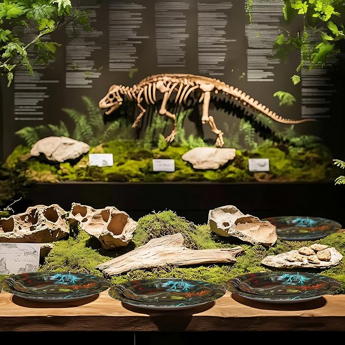 Dinosaur Fossil Birthday Party Decorations for 40 Guests – Dinosaur Dig Birthday Plates and Napkins– Fossil Theme Disposable Tableware Set