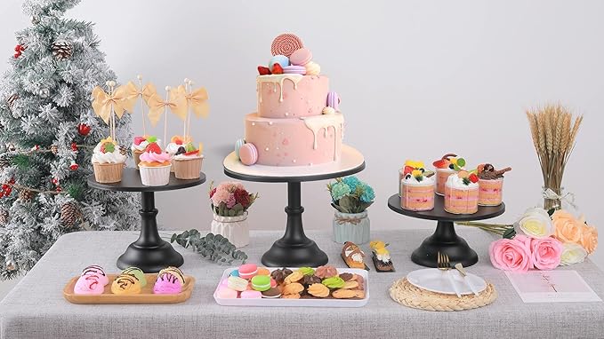 3 Pcs Metal Cake Stand, Cake Pop Stand Set of Disc Diameter 8" 10" 12", Tall Cake Stands for Dessert Table, Perfect Display for Wedding, Graduation Party, Birthday, Baby Shower, Decorations