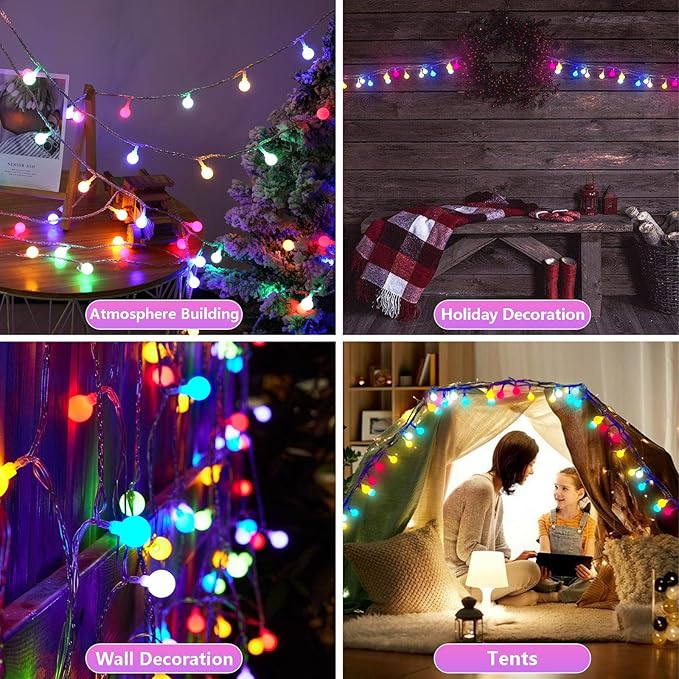 LED Globe String Lights - 19.7ft USB Color Changing Twinkle Lights with Remote for Indoor, Classroom, Halloween, Room, Christmas