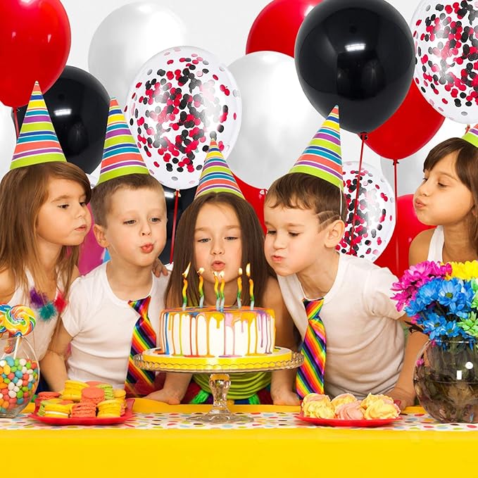 Black Red Confetti Latex Balloons, 60Pack 12inch Black Red Confetti Party Balloons for Mother's day Birthday Baby Shower Wedding Engagement Company Event Party Decoration
