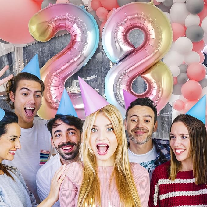 Rainbow Gradient Number 8 Balloon, 40 Inch Big Large Foil Number Balloons, Jumbo Giant Mylar Number 8 Balloons for 8 Year Old Birthday Party Decorations Supplies Anniversary Celebration