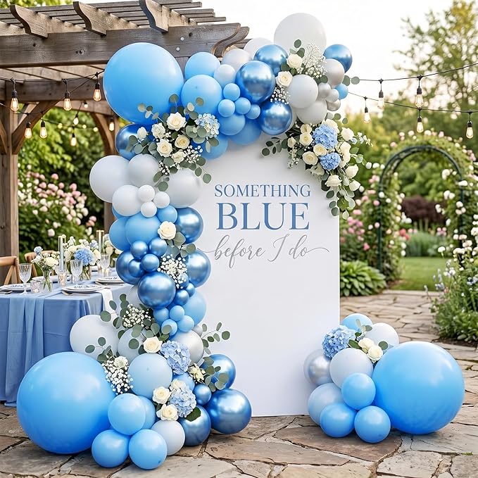 RUBFAC 135pcs Light Blue Balloons Different Sizes 18 12 10 5 Inch for Garland Arch, Sky Blue Balloons for Birthday Gender Reveal Baby Shower Party Decoration