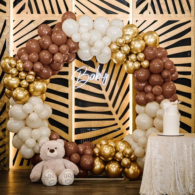 110pcs Brown Balloon 12 inch, Brown Latex Balloons for Birthday Party Baby Shower Wedding(with 2 Ribbons).