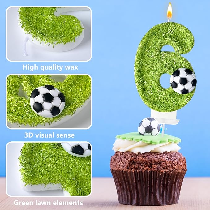 Birthday Candles Numbers，Soccer Birthday Decorations，Suitable for Girl and boy Cake Toppers, Wedding Cakes, Anniversaries, Party Celebrations, Birthday Decorations (16)