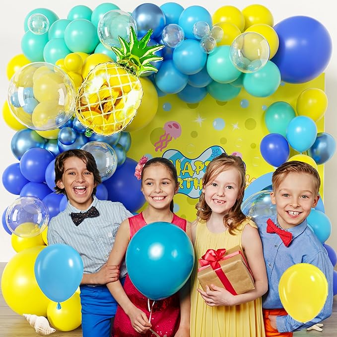 100pcs Hawaii Balloons Garland Arch Kit with Balloons for Birthday Decorations,Party Supplies for boys Girls (Sponge)