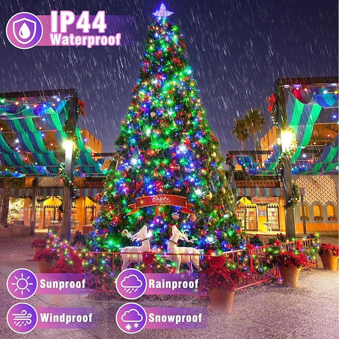 165FT 500 LED Outdoor String Lights, Plug in Christmas Lights Indoor Waterproof, 8 Modes Connectable Fairy Twinkle Lights Clear Wire for Outside Bedroom Patio Garden Party Decorations, Multicolor