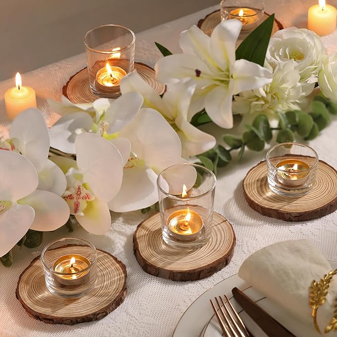 NITIME 12 Pcs Assorted Votive Candle Holders, Clear Glass Candle Holder for Floating Candles, Tealight Candle Holder for Table Centerpiece, Wedding and Party Decor