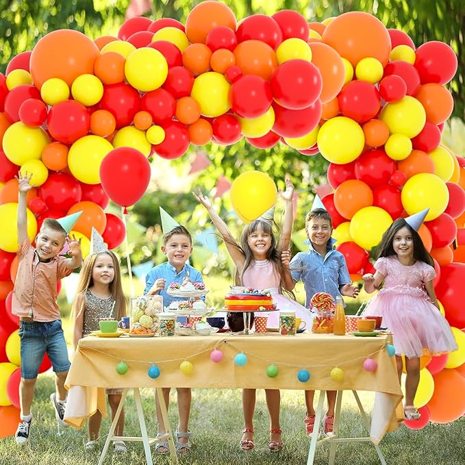 Red Yellow Orange Balloon Arch Kit - Yellow Orange Balloons Red Balloons Fire Truck Decorations for Firefighter Birthday Baby Shower Graduation Party Decorations