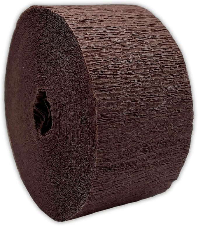 K-Kraft 1 Brown Roll Crepe Paper Streamer for Birthday, Holiday, School, Party
