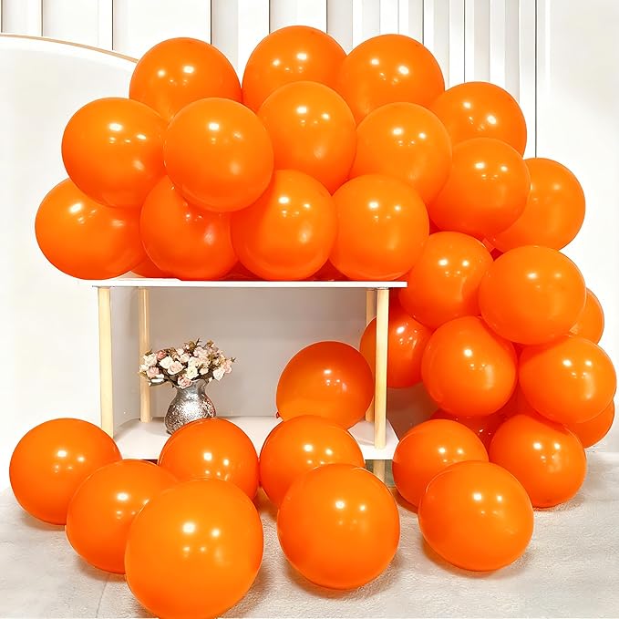 Firomi Orange Balloons 12-inch 100 Pack Thicken Latex Balloon (with 3 Ribbons)