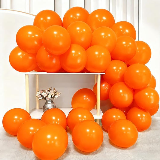 Firomi Orange Balloons 12-inch 100 Pack Thicken Latex Balloon (with 3 Ribbons)