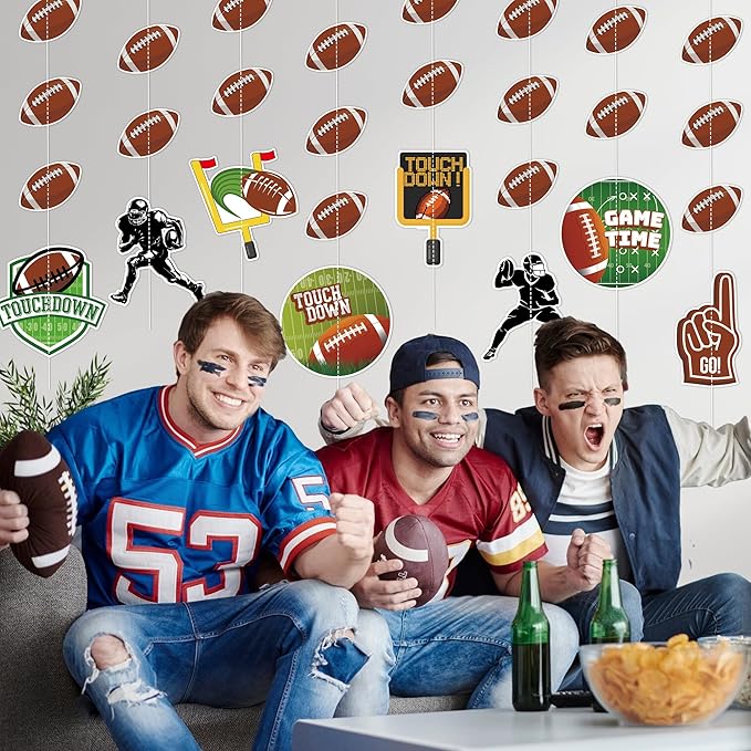 9 Pcs Football Party Decorations Football Garland Banner Pre-Strung Football Hanging Garland Decor for Home Classroom Sports Themed Birthday Party Game Fans