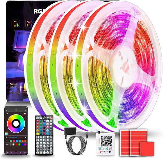 NBBUFF Led Lights for Bedroom 297FT (3 Rolls of 99ft), Color Changing RGB Led Strip Lights with 60 Keys Remote and App Control, Music Sync Led Lights for Room Kitchen Party Home Decor