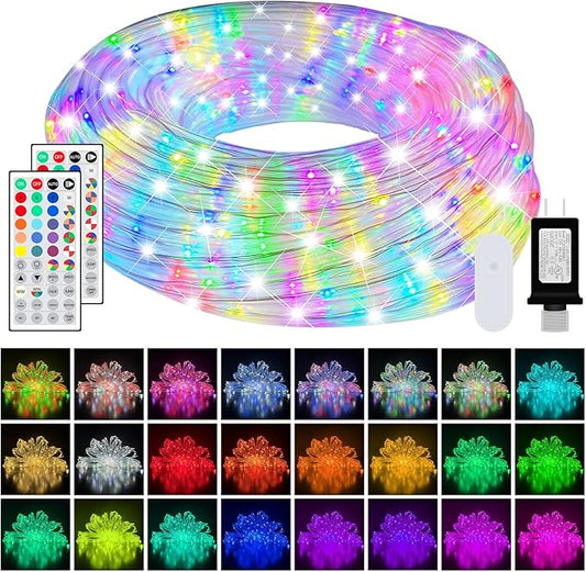 200ft LED Rope Lights 25 Colors, Outdoor IP68 Waterproof Warm White RGB Tube String Lights with 149 Modes and 4 Brightness, Rope Lights for Outside, Yard, Deck, Fiesta Party, Birthday Decorations
