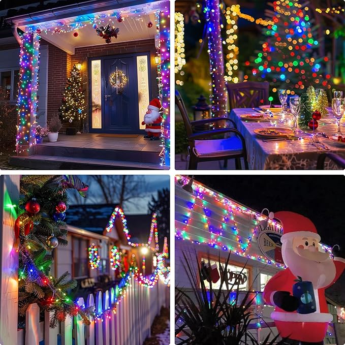 JMEXSUSS 132ft 400 LED Christmas Lights Indoor Outdoor Waterproof, 8 Modes Multicolor Christmas Tree Lights Plug in with Remote, Twinkle String Light for Bedroom Party Tree Christmas Decor