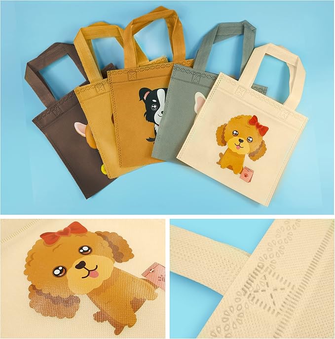 BANBALLON 20 PCS Dog Party Treat Bags - Puppy Non-Woven Goodie Bags for Kid & Baby Showers, Dog Theme Party Supplies