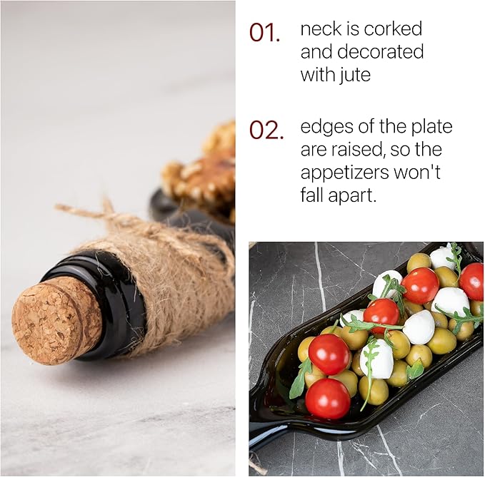 Melted Wine Bottle Serving Boards - Decorative Rectangle Serving Trays for Home Decor - Small Cheese Platter Serving Board - Unique Cheese and Cracker Tray for Dinner Party (2)