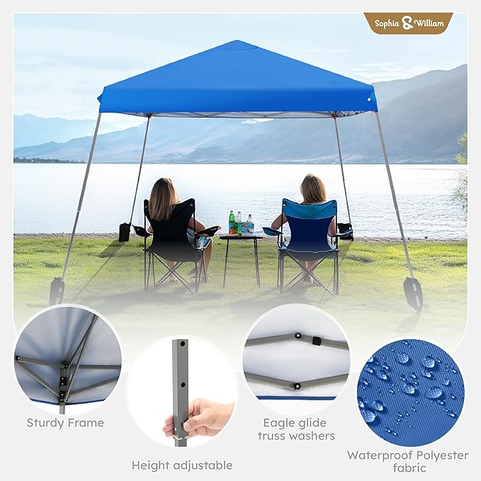Sophia & William Canopy Tent Pop Up 12x12ft Base/9x9ft Top Easy Set Up Tent Slant Legs, Outdoor Canopies Shelter Heavy Duty with 4 Sandbags, 1 Roller Bag & Storage Bag, 8 Stakes & 4 Guy Ropes UPF50+