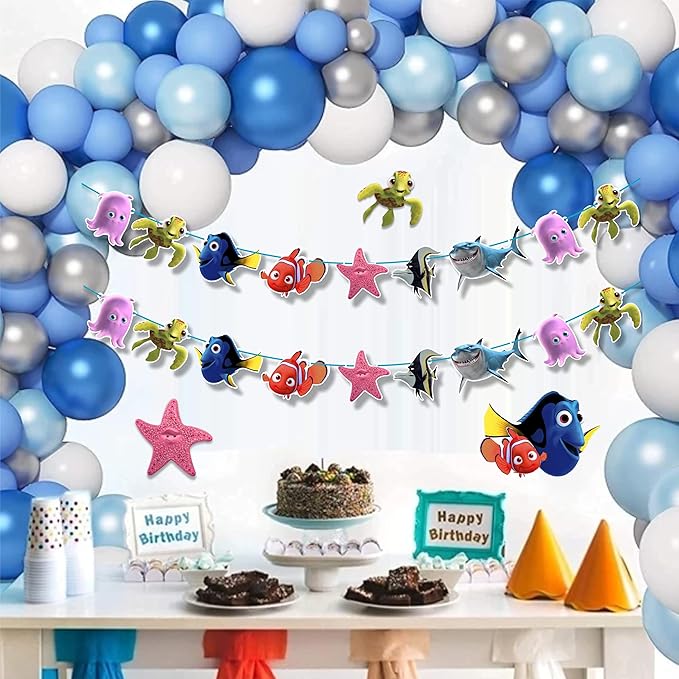 Findng Nmo Garland Decoration - Ocean Theme Party Decor | Underwater Celebration Garland | Fun Clownfish Hanging Decoration for Birthday Events