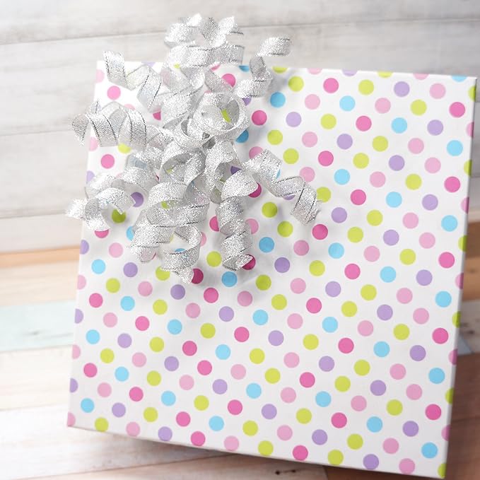 Silver Metallic Burst Curly Ribbon Bow 4" Wide x 6 Counts Gift Wrapping Pre-Tied Self-Adhesive Tab for Birthday Present Box Wine Bottle Baby Shower Party Christmas Hanukah
