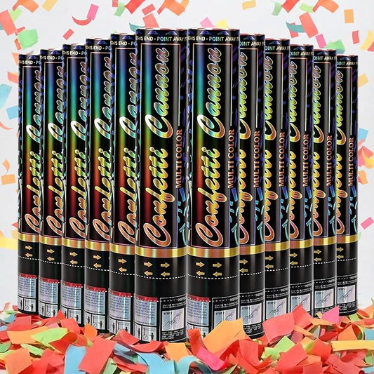 Confetti Cannon 12 Pack Party Poppers Multicolor Poppers 12Inch for Party Celebrations Confetti Popper Shooter Paper Confetti Cannon Bulk for Birthday Graduation Wedding Christmas NewYear