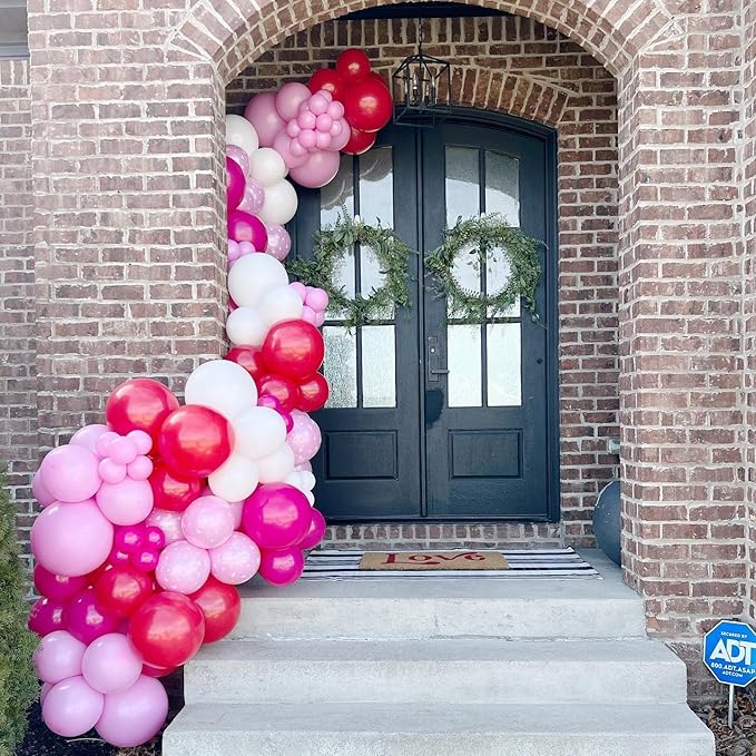 Red and Pink Latex Balloons, 50pcs 12 Inches Red White Pink Balloons with 1 Ribbon for Valentines, Wedding, Birthday Party Decorations