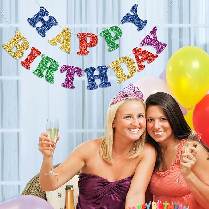 Colorful Happy Birthday Banner Birthday Party Decorations Happy Birthday Banner Bunting Garland Sign for Kids Boys Girls Adults Birthday Baby Shower Celebration Party Backdrops Supplies