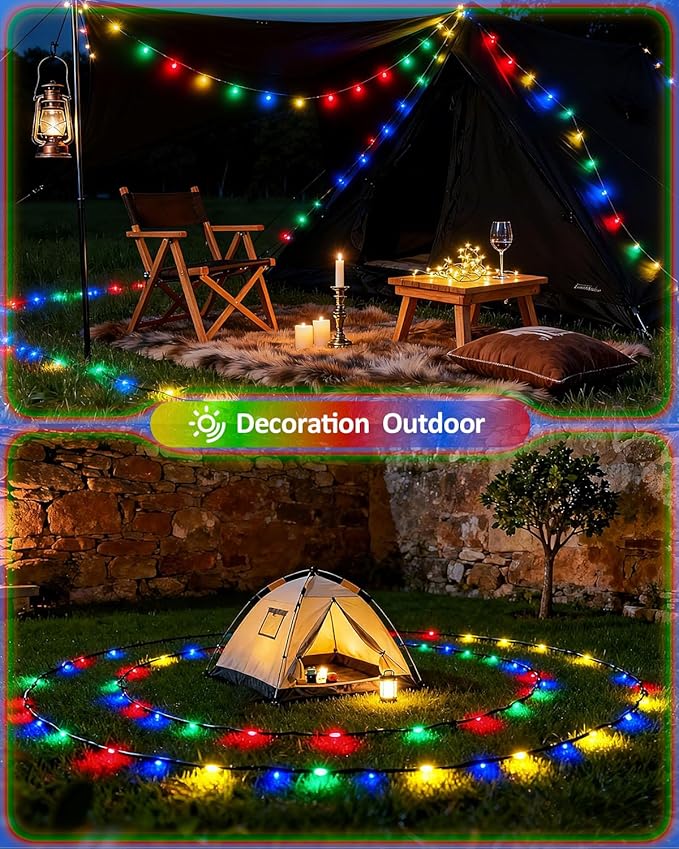 Outdoor String Lights, 328FT 1000 LED Fairy Lights, IP65 Waterproof Outside with Remote, 8 Lighting Modes Dimmable Timer Hanging LED Lamp for Camping Garden Patio Christmas Decor Yard Fence Tree