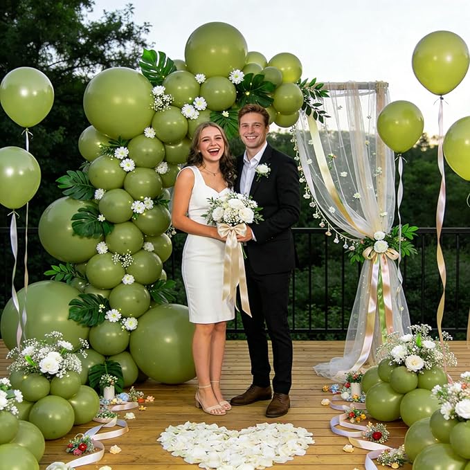 110pcs Olive Green Balloon 12 Inch, Olive Green Latex Balloons for Birthday Party Baby Shower Wedding(with 2 Ribbons).