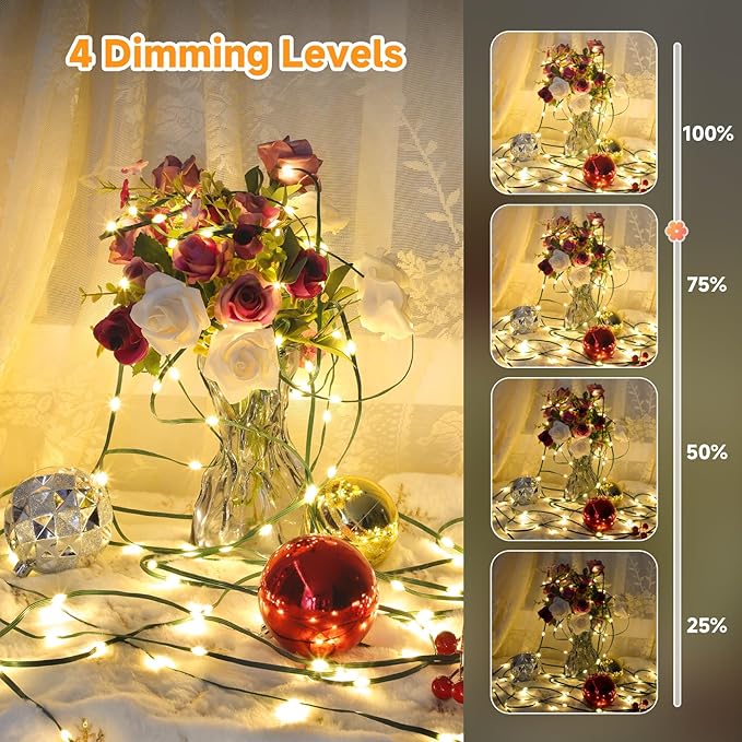 Mlambert 1200 LED Christmas Lights 394FT, Outdoor Waterproof Dimmable Fairy Lights with Remote, 8 Modes Indoor Lighting for Holiday Décor, Warm White