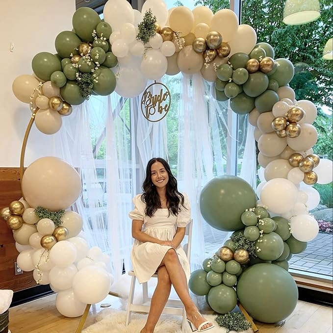 Voircoloria 105pcs Sage Green Balloons 12inch Olive Green Balloons for Birthday Graduation Baby Shower Wedding Anniversary New Year Party Decorations