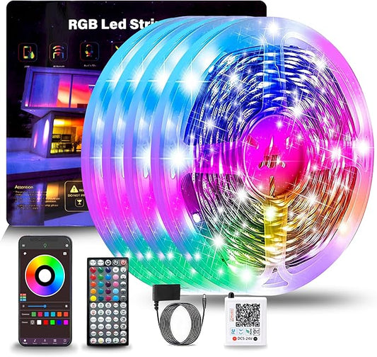 NBBUFF 390FT LED Lights for Bedroom, RGB LED Strip Lights Music Sync Color Changing Effects, DIY Cuttable Led Light Strip with Remote and App Control Led Lights for Room Decor (4 Rolls of 97ft)