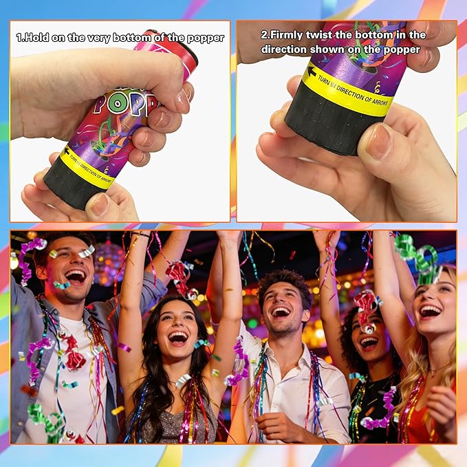 30 PCS Colorful Party Confetti Poppers with Box for Wedding Birthday Graduation Baby Shower Anniversary Christmas New Year's Party Supplies (Colorful Thread)