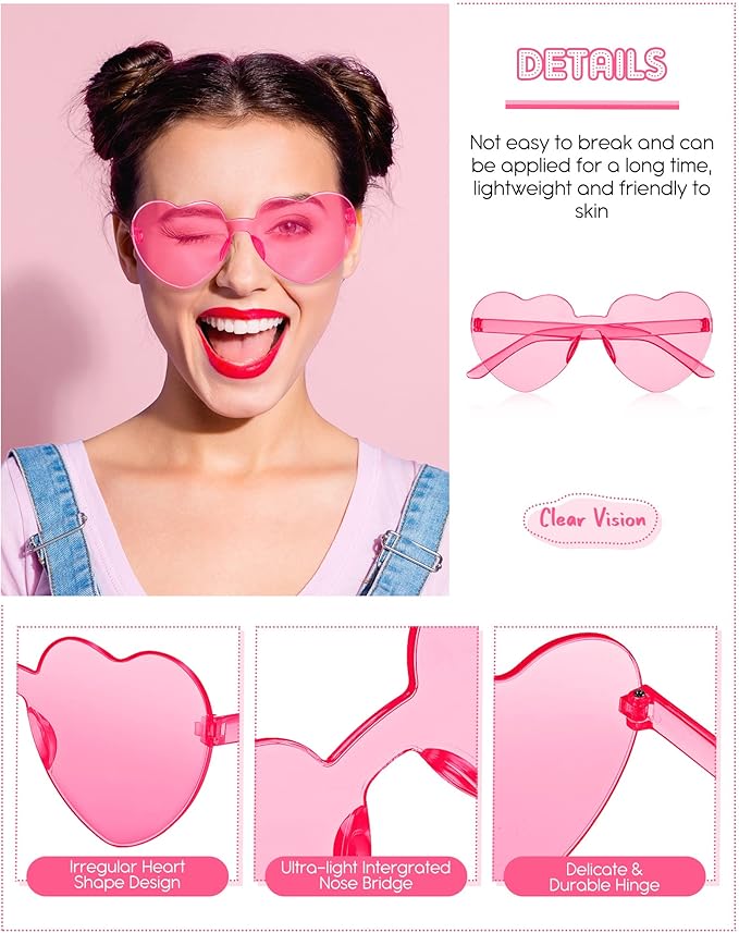 Colzzy 16 Pair Heart Shaped Sunglasses Bulk Witch Birthday Party Sunglasses Candy Color Eyewear for Party Women