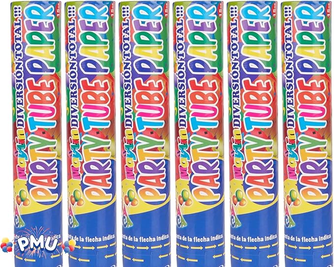 PMU Cannons Party Poppers - Confetti Blaster for Drive-by Birthdays-Celebrations, Graduation, Wedding, Christmas, New Year’s Eve - Party Poppers Confetti Shooters - 12 inch, Pkg/6