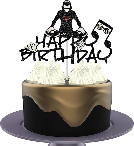 DJ Happy Birthday Cake Topper, Hip Hop Cake Topper, Disco Theme Party Supplies, Rock DJ Themed Birthday Party Supplies