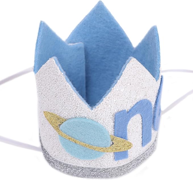 WAOUH The First Birthday Crown Orbiting the Sun - Outer Space Theme, Rocket Hat, Planet Crown for Birthday