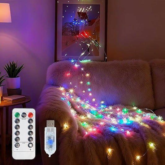Lemical 300LEDs Fairy Curtain Lights 98FT (10×9.8FT Strands) Fairy String Lights with 8 Modes Remote Control Curtain String Light for Bedroom Wedding Christmas Tree Window Ceiling Decor (Multicolor)