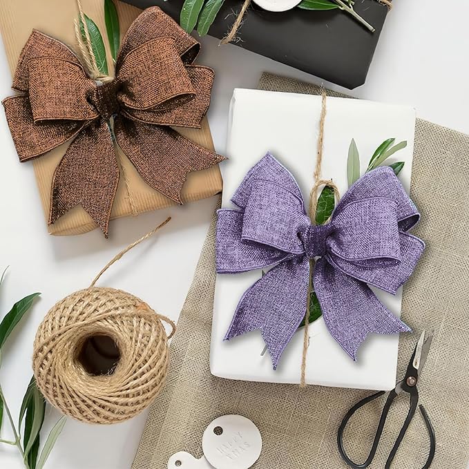 Brown Burlap Ribbon 1 inch X 10 Yard Natural Linen Woven Burlap Ribbons DIY Handmade Edging Production Wreath Holiday Decoration Ribbon Gift Wrapping Brown Linen Ribbons