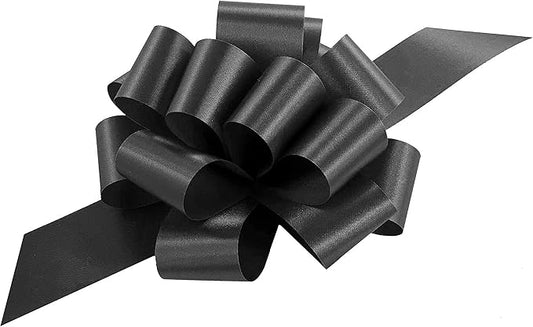 Black Decorative Gift Pull Bows - 5" Wide, Set of 10, Christmas, Gift Basket, Mourning, Funeral, Support, Awareness, School Dance, Anniversary, Halloween