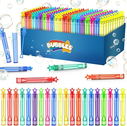 EagleStone 200 PCS Mini Bubble Wands in 10 Colors, Bulk Party Favors for Kids, Birthday, Easter Basket Stuffer, Christmas, Valentine’s, Carnival, Classroom Prizes, Goodie Bag Stuffers for Boys & Girls