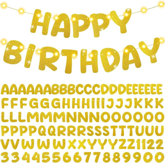 TaoBary 112 Pcs DIY Letter Banner Kit Glitter Customizable Banner Letters Including 107 Letters and Numbers 3 Rope for Valentine Day Wedding Birthday Party Anniversary Personalized Decor