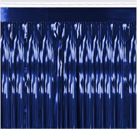 Beistle Blue Metallic Plastic Fringe Drape Banner For Parade Floats Mardi Gras Decorations Tinsel Curtain Photo Booth Prop Backdrop Birthday Party Supplies